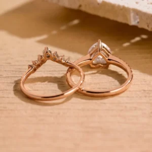 2.20 Ct Heart Cut IGI Certified Lab Diamond Bridal Set Ring in 14K White Gold – Handcrafted in Dubai