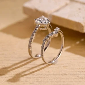 2.20 Ct Heart Cut IGI Certified Lab Diamond Bridal Set Ring in 14K White Gold – Handcrafted in Dubai