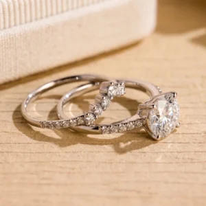 2.20 Ct Heart Cut IGI Certified Lab Diamond Bridal Set Ring in 14K White Gold – Handcrafted in Dubai