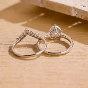 2.20 Ct Heart Cut IGI Certified Lab Diamond Bridal Set Ring in 14K White Gold – Handcrafted in Dubai