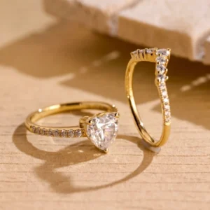 2.20 Ct Heart Cut IGI Certified Lab Diamond Bridal Set Ring in 14K White Gold – Handcrafted in Dubai