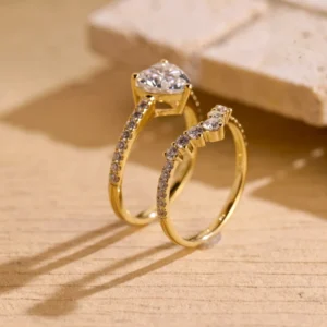2.20 Ct Heart Cut IGI Certified Lab Diamond Bridal Set Ring in 14K White Gold – Handcrafted in Dubai