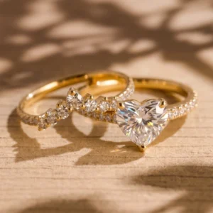 2.20 Ct Heart Cut IGI Certified Lab Diamond Bridal Set Ring in 14K White Gold – Handcrafted in Dubai