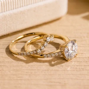 2.20 Ct Heart Cut IGI Certified Lab Diamond Bridal Set Ring in 14K White Gold – Handcrafted in Dubai