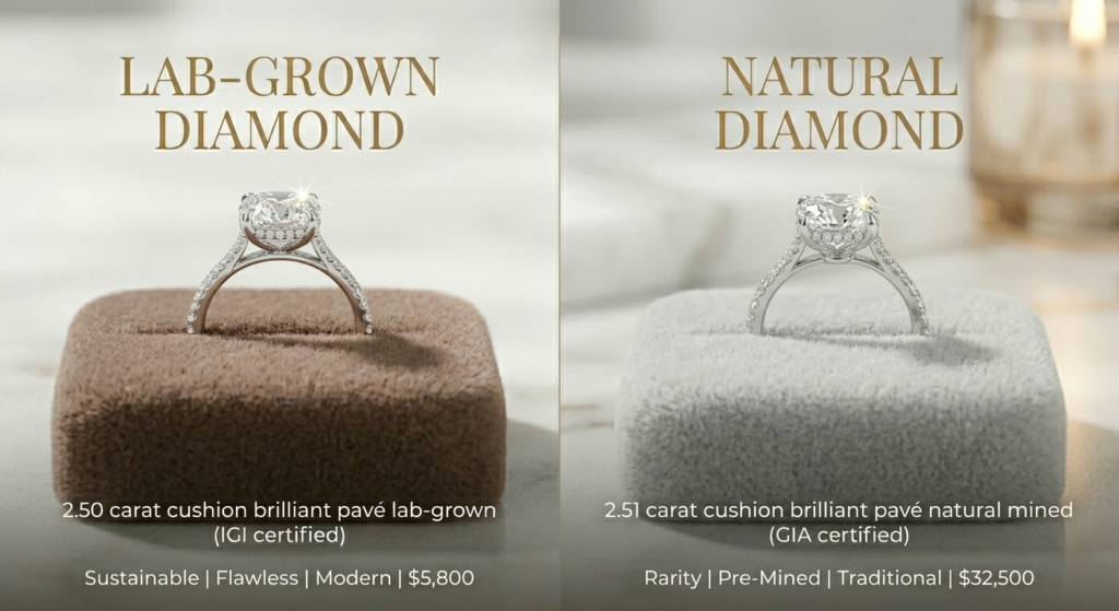 lab grown vs natural diamond comparison chart