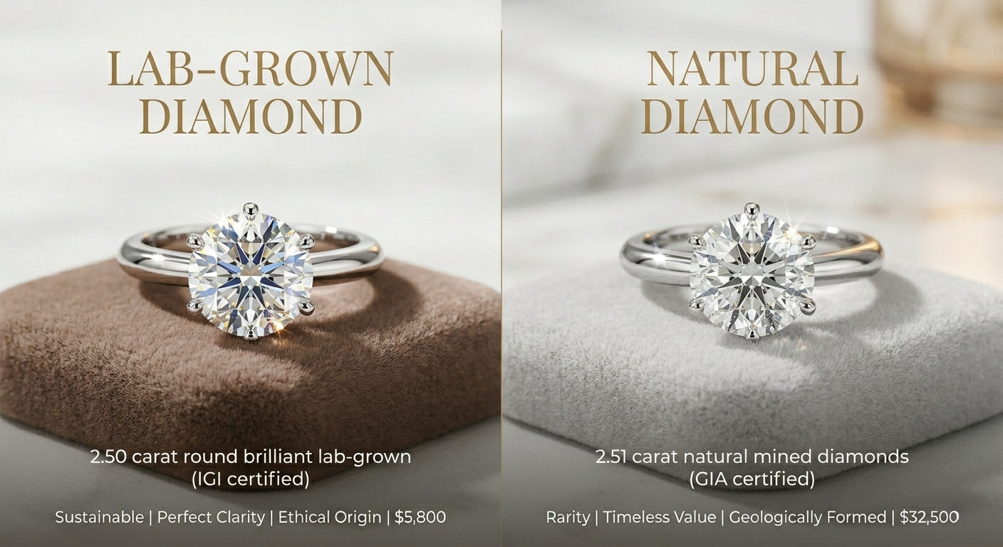 lab grown vs natural diamond comparison chart