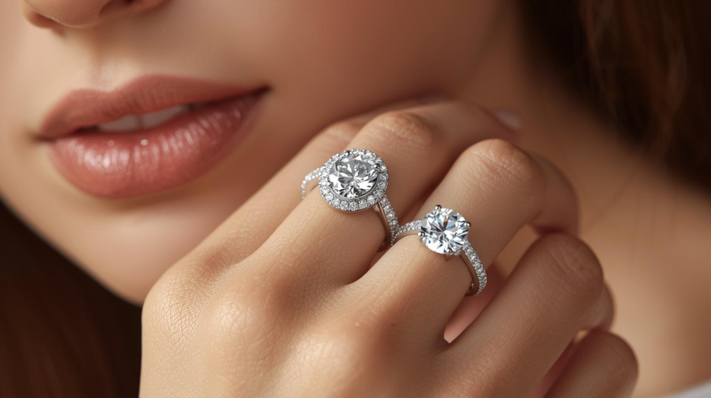oval vs round diamond size comparison hand