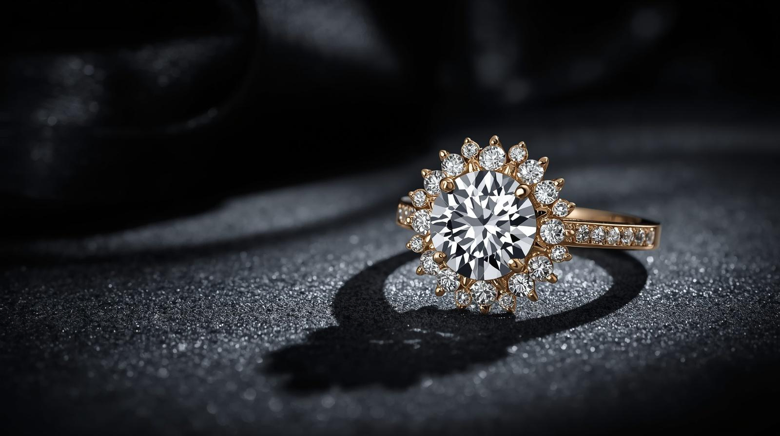 Lab grown diamond engagement ring 18K gold Dubai Jewel Factory