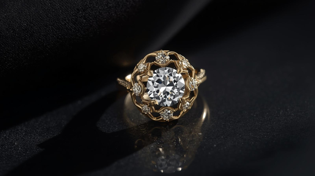 Lab grown diamond engagement ring 18K gold Dubai Jewel Factory