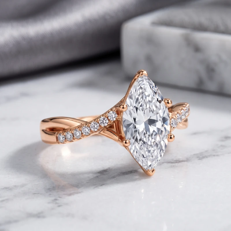 2.20 Ct Marquise IGI Certified Diamond Engagement Ring in 14K White Gold – Luxury Elongated Design 11 2.20 Ct Marquise IGI Certified Diamond Engagement Ring in 14K White Gold – Luxury Elongated Design - Image 11