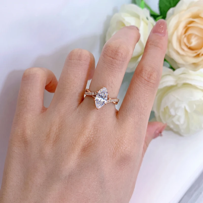 2.20 Ct Marquise IGI Certified Diamond Engagement Ring in 14K White Gold – Luxury Elongated Design 3 2.20 Ct Marquise IGI Certified Diamond Engagement Ring in 14K White Gold – Luxury Elongated Design - Image 3