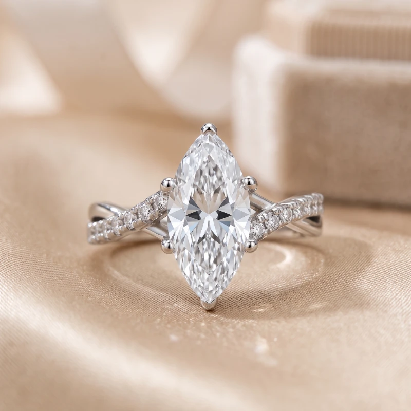 2.20 Ct Marquise IGI Certified Diamond Engagement Ring in 14K White Gold – Luxury Elongated Design 9 2.20 Ct Marquise IGI Certified Diamond Engagement Ring in 14K White Gold – Luxury Elongated Design - Image 9