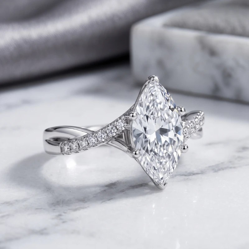 2.20 Ct Marquise IGI Certified Diamond Engagement Ring in 14K White Gold – Luxury Elongated Design 10 2.20 Ct Marquise IGI Certified Diamond Engagement Ring in 14K White Gold – Luxury Elongated Design - Image 10
