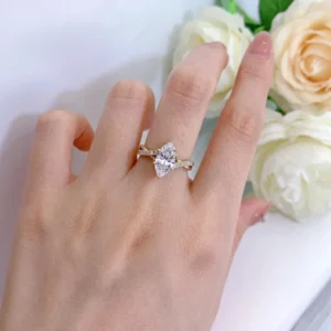 2.20 Ct Marquise IGI Certified Diamond Engagement Ring in 14K White Gold – Luxury Elongated Design