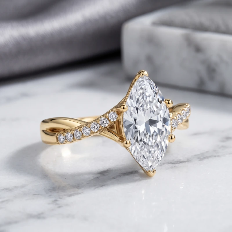 2.20 Ct Marquise IGI Certified Diamond Engagement Ring in 14K White Gold – Luxury Elongated Design 12 2.20 Ct Marquise IGI Certified Diamond Engagement Ring in 14K White Gold – Luxury Elongated Design - Image 12