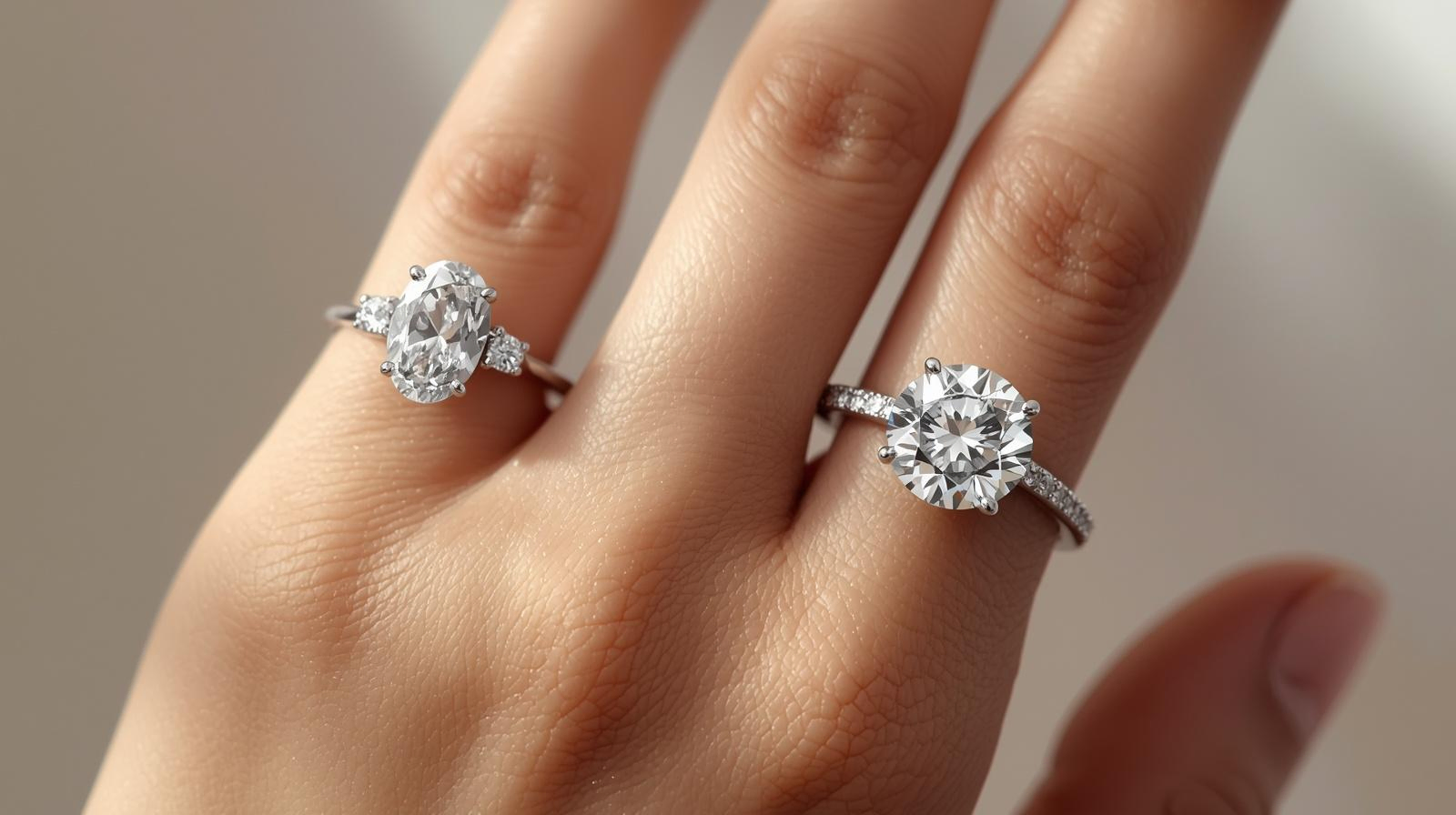 oval vs round diamond size comparison hand