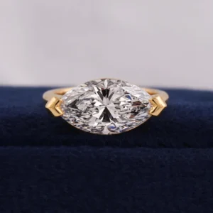 2.5CT Marquise Cut Lab Grown Diamond Engagement Ring in 14K White Gold