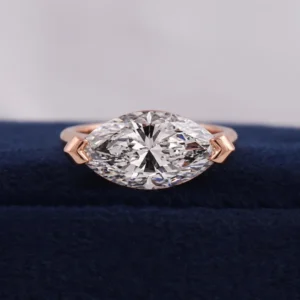 2.5CT Marquise Cut Lab Grown Diamond Engagement Ring in 14K White Gold