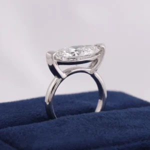 2.5CT Marquise Cut Lab Grown Diamond Engagement Ring in 14K White Gold