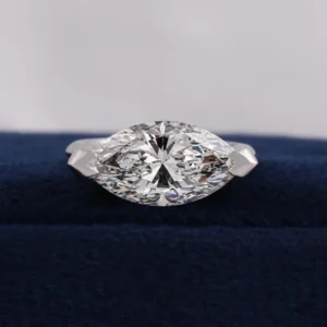 2.5CT Marquise Cut Lab Grown Diamond Engagement Ring in 14K White Gold