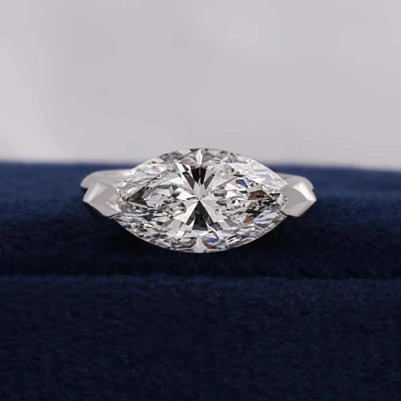 2.5CT Marquise Cut Lab Grown Diamond Engagement Ring in 14K White Gold 7 2.5CT Marquise Cut Lab Grown Diamond Engagement Ring in 14K White Gold - Image 7