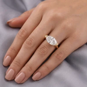 2.5CT Marquise Cut Lab Grown Diamond Engagement Ring in 14K White Gold