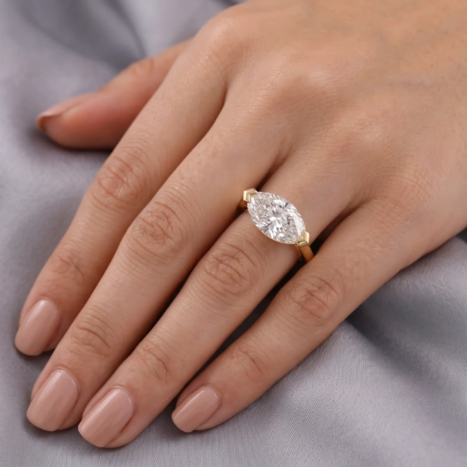 2.5CT Marquise Cut Lab Grown Diamond Engagement Ring in 14K White Gold 3 2.5CT Marquise Cut Lab Grown Diamond Engagement Ring in 14K White Gold - Image 3