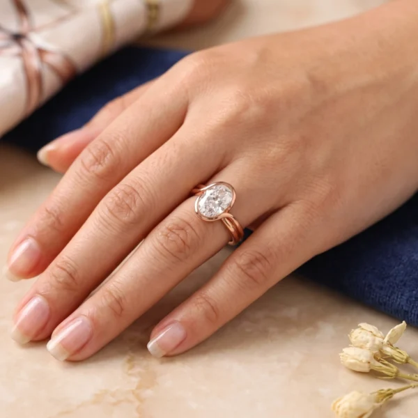 2CT Oval Cut Lab-Grown Diamond Engagement Ring in 14K Gold