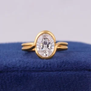 2CT Oval Cut Lab-Grown Diamond Engagement Ring in 14K Gold