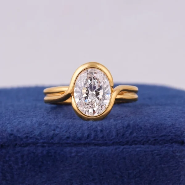 2CT Oval Cut Lab-Grown Diamond Engagement Ring in 14K Gold