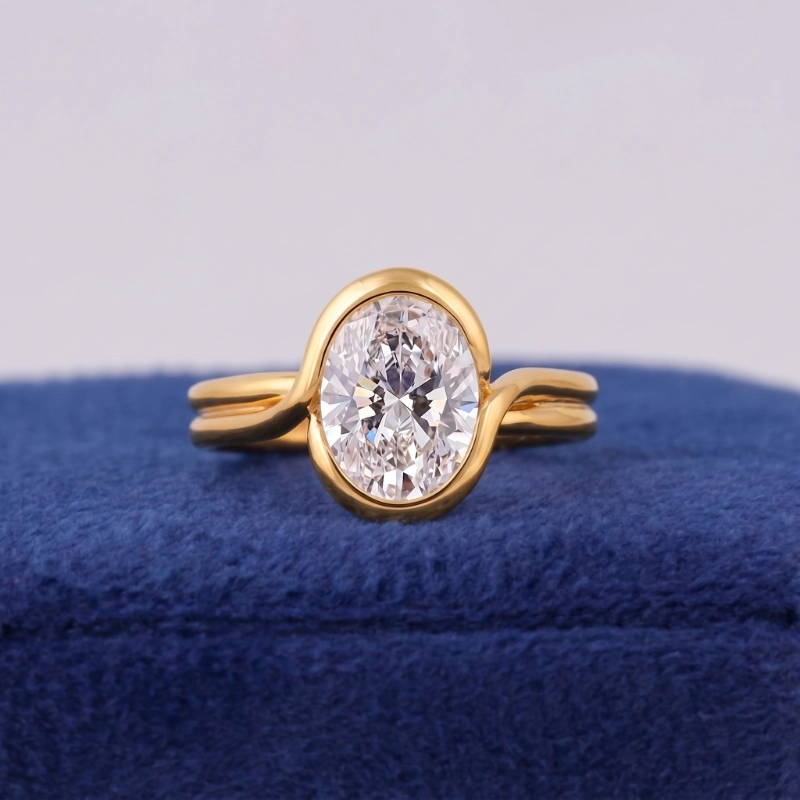 Home 39 2CT Oval Cut Lab Grown Diamond Engagement Ring in yellow Gold