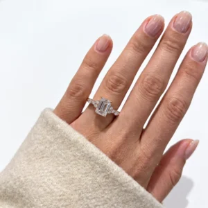 5.00 CT Emerald Cut IGI Certified Lab-Grown Diamond Engagement Ring in 14K Yellow Gold | E VVS2
