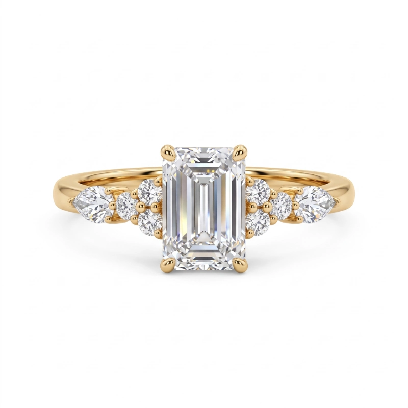 Home 37 5.00 CT Emerald Cut IGI Certified Lab Grown Diamond Engagement Ring in Yellow Gold E VVS2