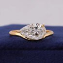 14K Yellow Gold Sparkling Engagement 2.5CT Pear Lab Grown Diamond E VVS2 Ring