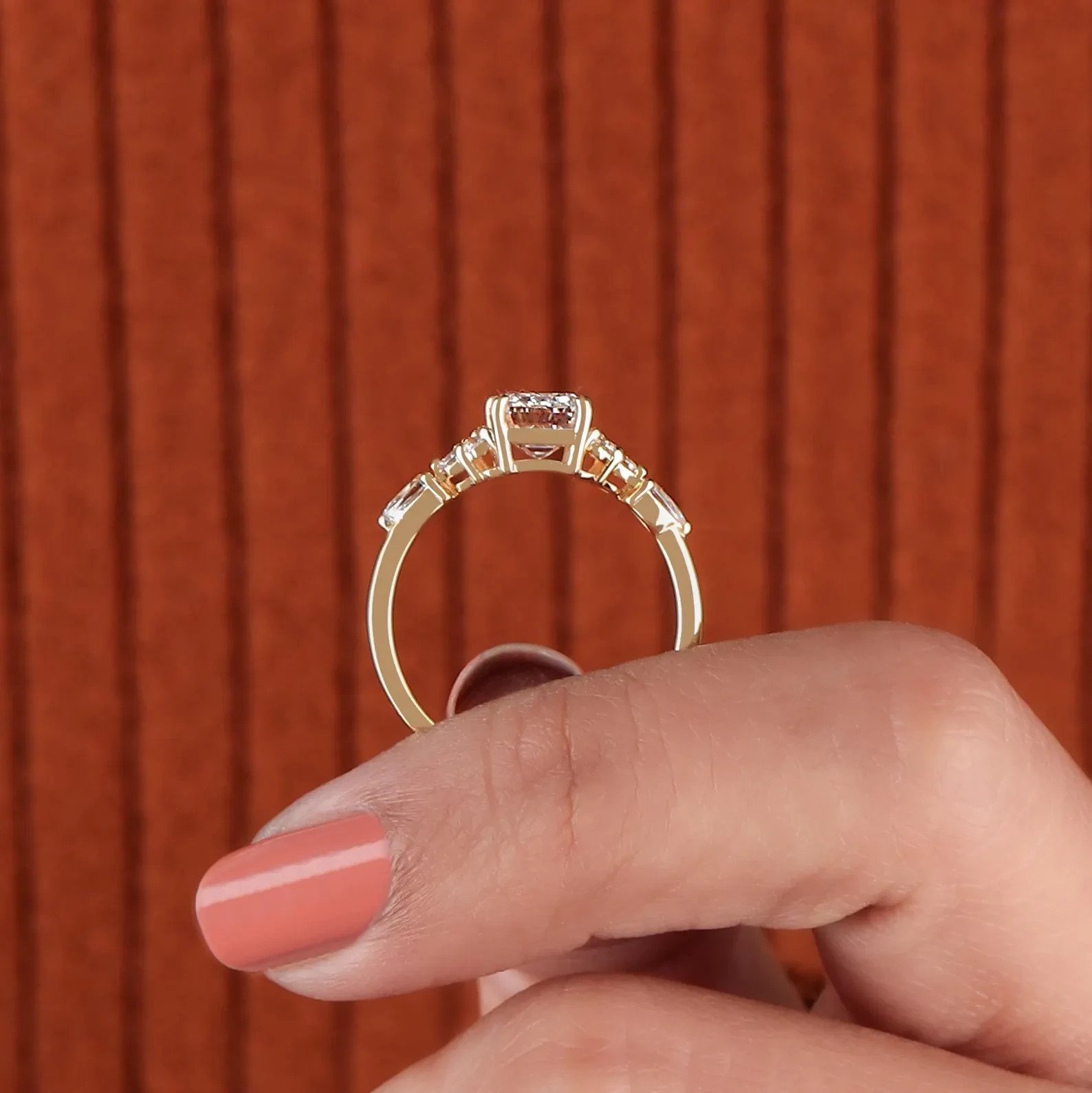 5.00 CT Emerald Cut IGI Certified Lab-Grown Diamond Engagement Ring in 14K Yellow Gold | E VVS2 - Image 2