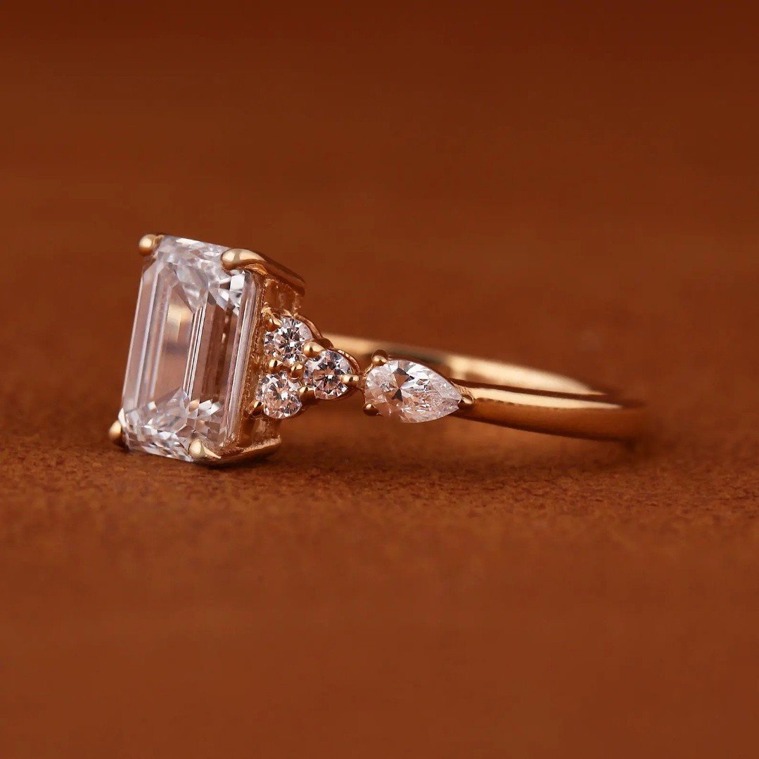 5.00 CT Emerald Cut IGI Certified Lab-Grown Diamond Engagement Ring in 14K Yellow Gold | E VVS2 - Image 4