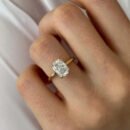 2.15 CT elongated cushion IGI certified lab-grown diamond engagement ring in 14K yellow gold handcrafted in Dubai