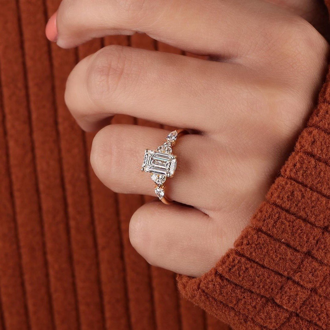 5.00 CT Emerald Cut IGI Certified Lab-Grown Diamond Engagement Ring in 14K Yellow Gold | E VVS2 - Image 10