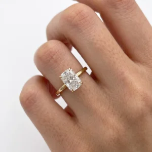 2.15 CT Elongated Cushion IGI Certified Lab-Grown Diamond Engagement Ring in 14K Yellow Gold | E VVS2