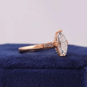 2.20 CT Marquise Cut IGI Certified Lab-Created Diamond Ring in 14K Yellow Gold – E Color VVS2