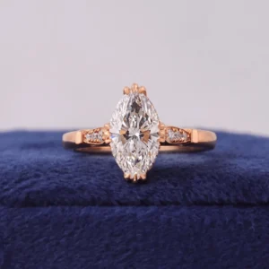 2.20 CT Marquise Cut IGI Certified Lab-Created Diamond Ring in 14K Yellow Gold – E Color VVS2