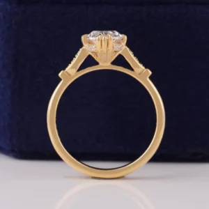 2.20 CT Marquise Cut IGI Certified Lab-Created Diamond Ring in 14K Yellow Gold – E Color VVS2