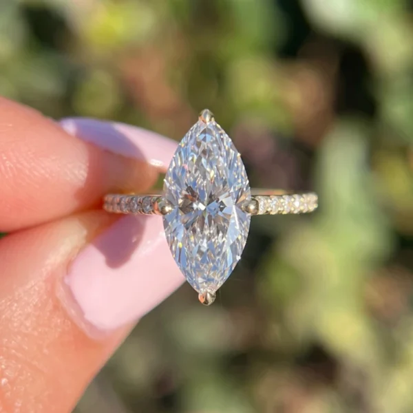 2.20 Ct Marquise Lab Diamond Engagement Ring D/VVS2 – 14K Gold, Dubai Crafted