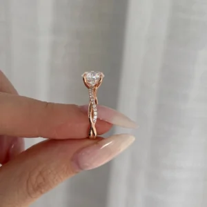 2.20 Ct Round Lab Diamond Twisted Engagement Ring – E/VVS2, 14K Gold (Dubai Crafted)