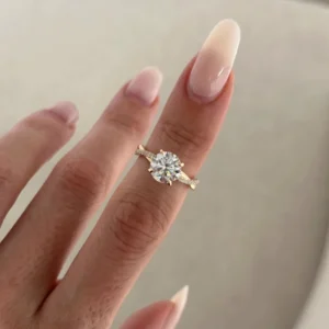 2.20 Ct Round Lab Diamond Twisted Engagement Ring – E/VVS2, 14K Gold (Dubai Crafted)