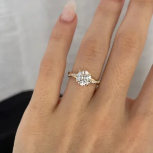 2.20 Ct Round Lab Diamond Twisted Engagement Ring – E/VVS2, 14K Gold (Dubai Crafted)