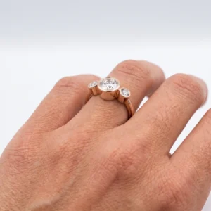 2.30 Ct Round Lab Diamond Bezel Engagement Ring E/VVS2 – 18K Yellow Gold, Dubai Crafted