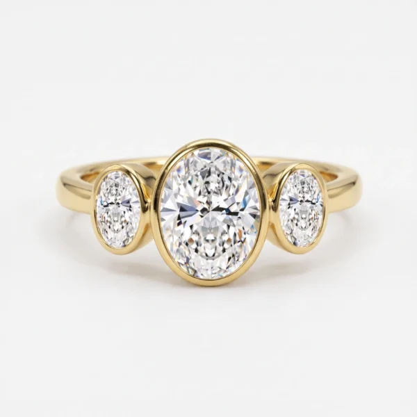 2.30 Ct Round Lab Diamond Bezel Engagement Ring E/VVS2 – 18K Yellow Gold, Dubai Crafted