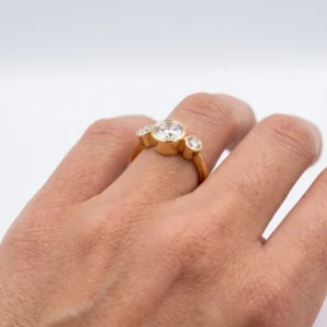 2.30 Ct Round Lab Diamond Bezel Engagement Ring E/VVS2 – 18K Yellow Gold, Dubai Crafted